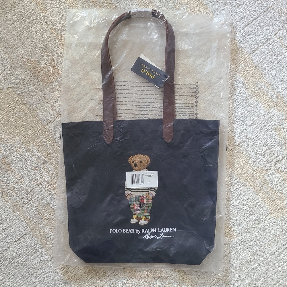 NWT Polo Ralph Lauren - Polo Bear Twill Shopper Tote - Navy - Picture 3 of 6